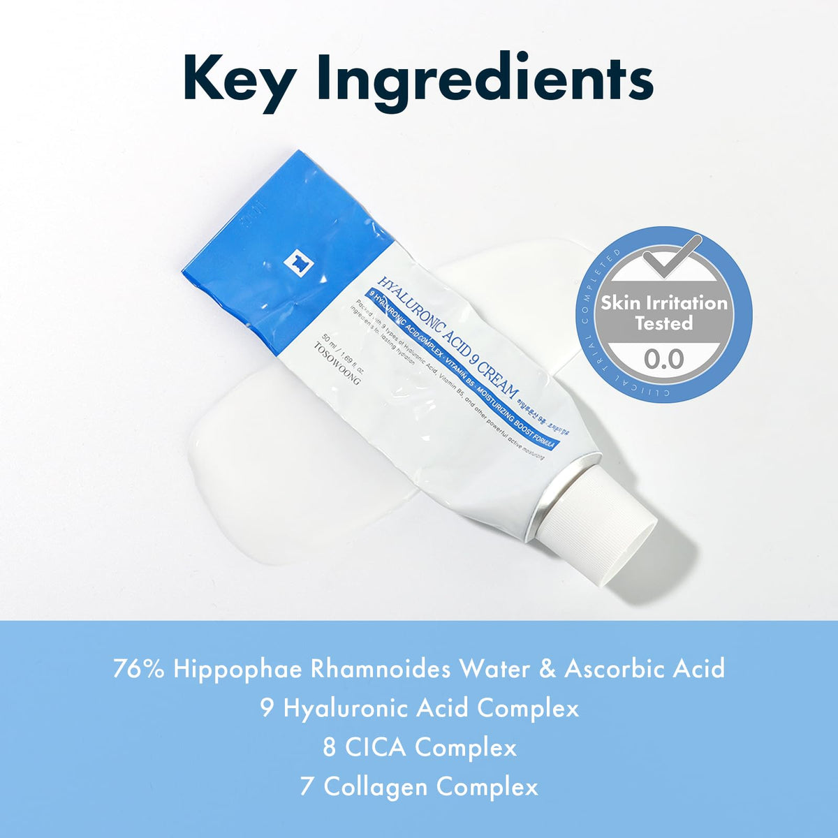 TOSOWOONG Hyaluronic Acid 9 Face Cream Moisturizer, 50ml