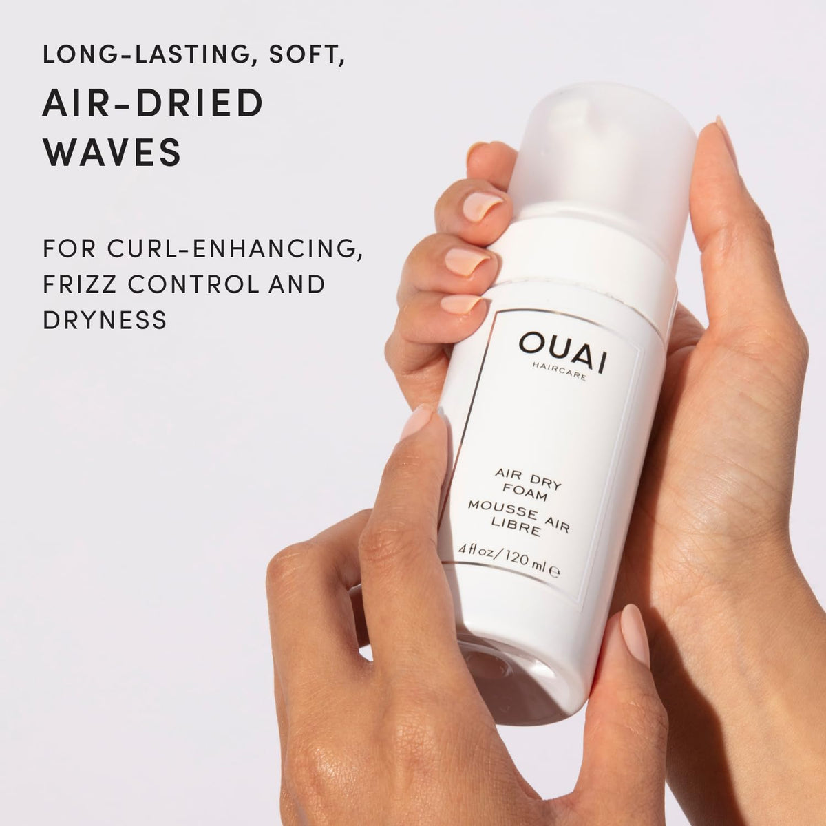 OUAI Air Dry Foam Hair Mousse for Curly and Wavy Hair, 4 Fl Oz