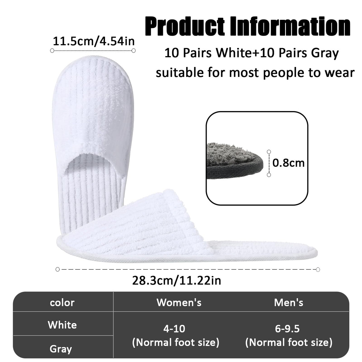 TINSKY 20 Pairs Non-Slip Disposable Slippers for Guests