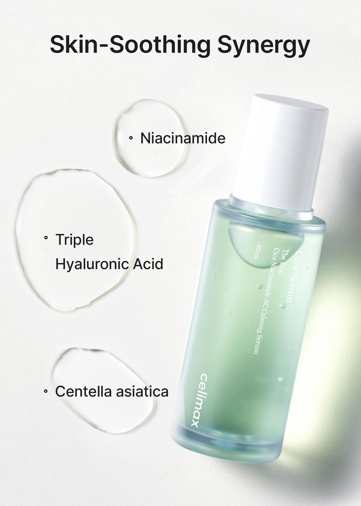 celimax The Real Cica Niacinamide AC Calming Serum with Hyaluronic Acid, 1.35 fl oz