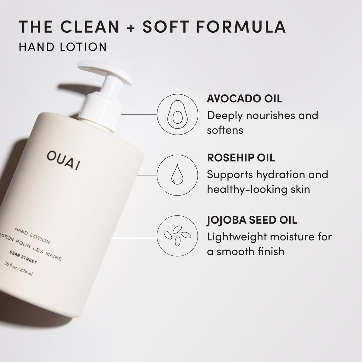 OUAI Hand Wash and Hand Lotion Set, Dean Street Scent, 16 fl oz Each