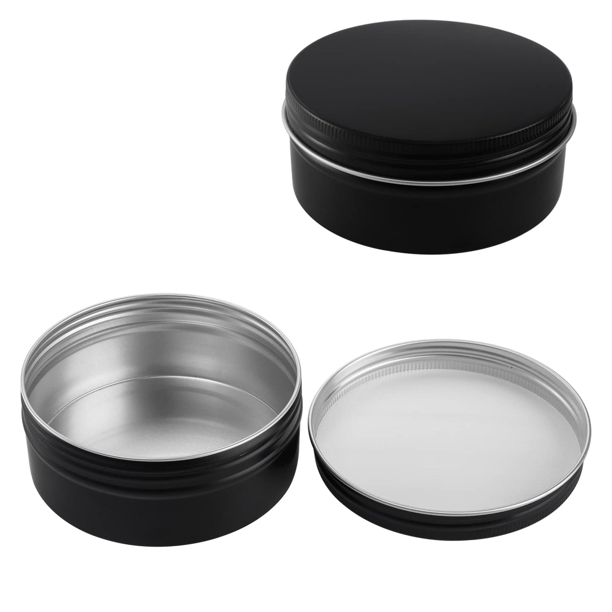 Foraineam 24 Pack 8 oz Aluminum Round Tin Cans with Screw Top Lids, Black