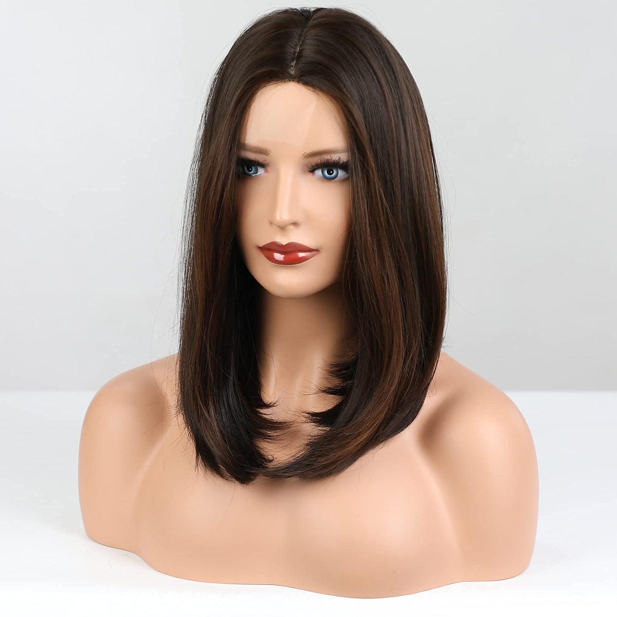 HAIRCUBE 16-Inch Short Bob Wig, Heat-Resistant Synthetic Hair, Open Cap