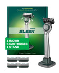 DORCO SLEEK 6-Blade Razor for Men with Stand and 5 Cartridges