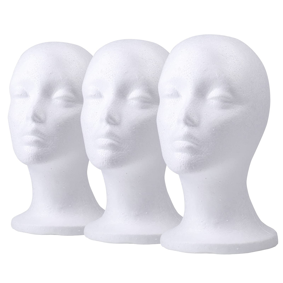 Foraineam Foam Mannequin Wig Heads, 3-Piece Female Display Stands