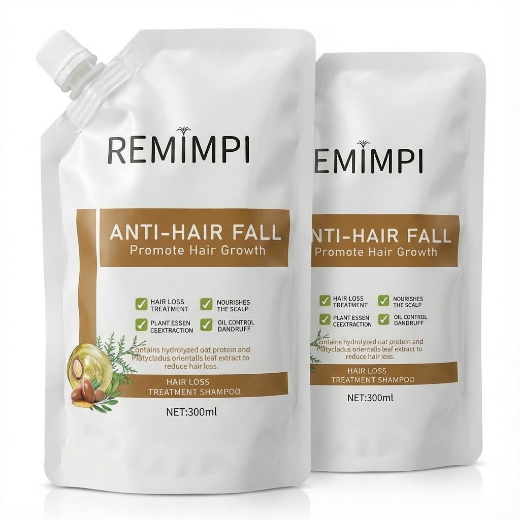 Herbal Anti-Fall Shampoo with Ginger, Ginseng, Jojoba & Oat Extracts, 300ml 2-Pack