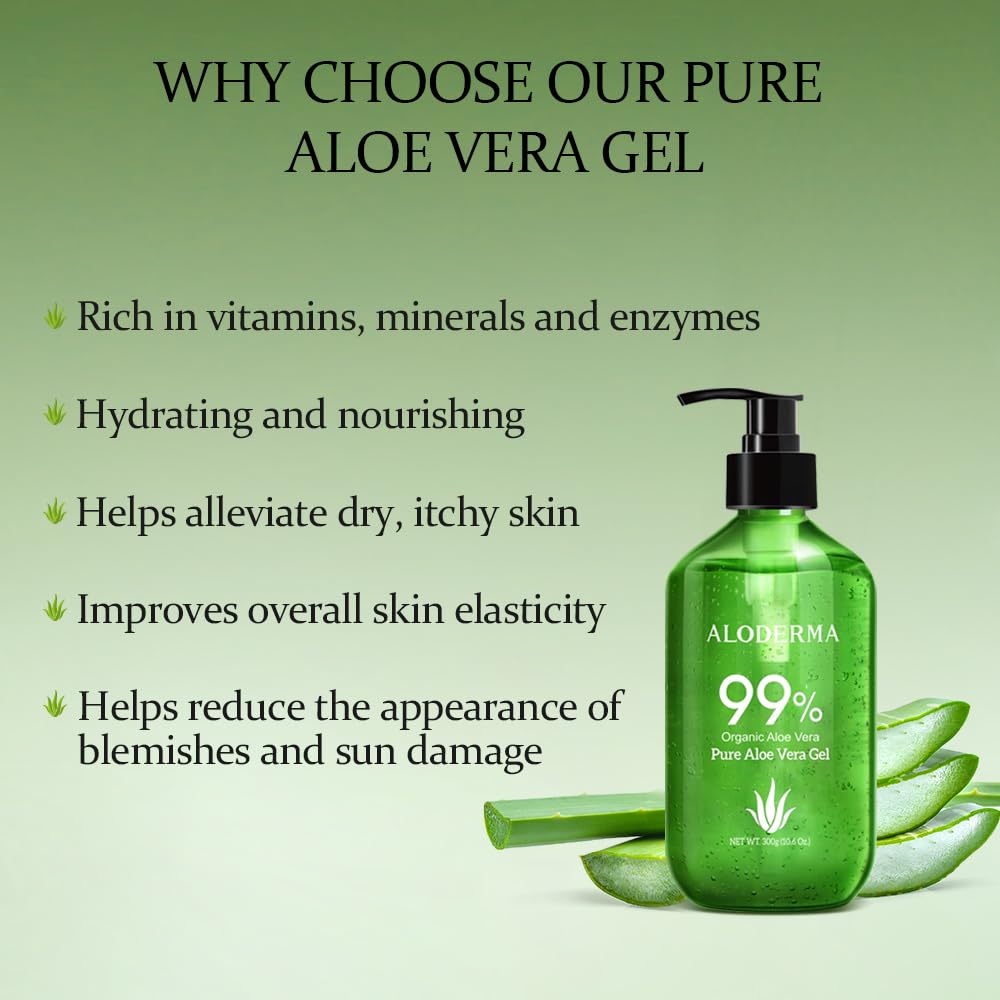 Aloderma 99% Organic Aloe Vera Gel Pump Bottle