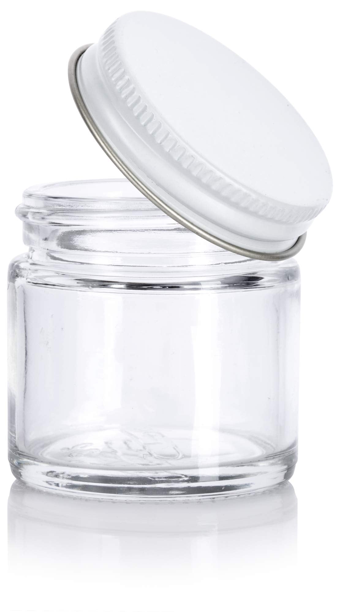 1 oz / 30 ml Clear Glass Jars with White Airtight Lids, 12 Pack