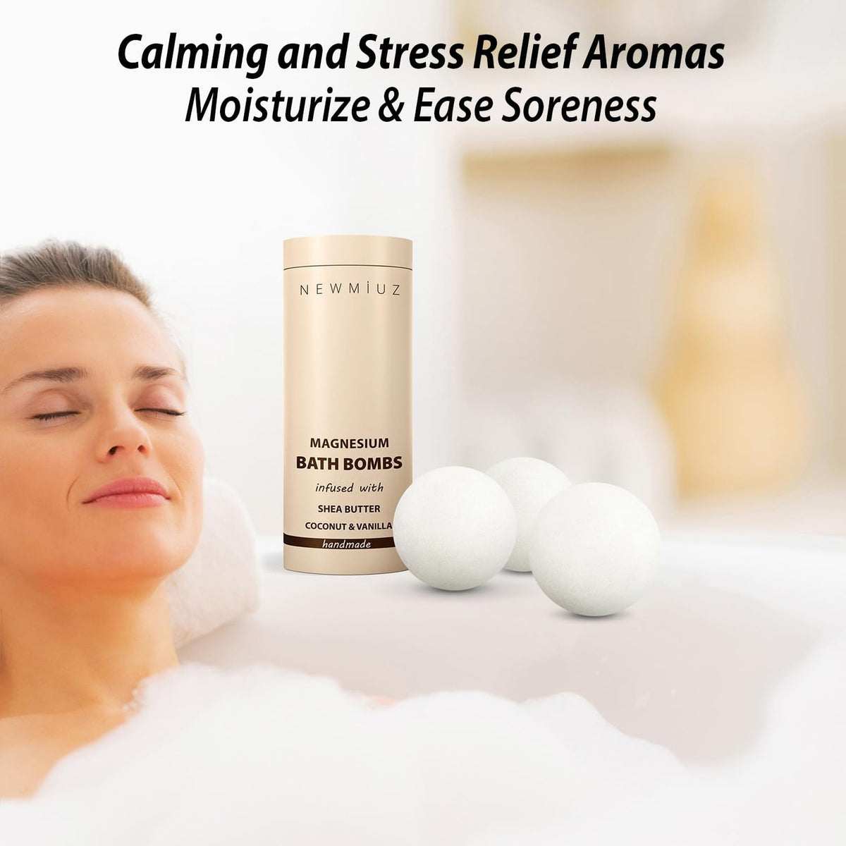 Magnesium Bath Bombs with Vanilla, Shea Butter, Coconut Oil and Epsom Salt