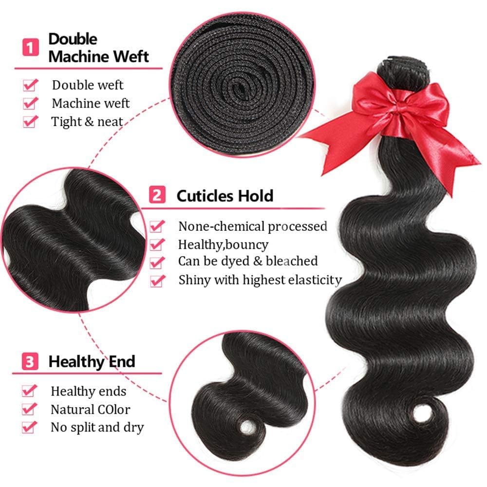 12A Body Wave Human Hair Bundles, Unprocessed Brazilian Virgin Hair