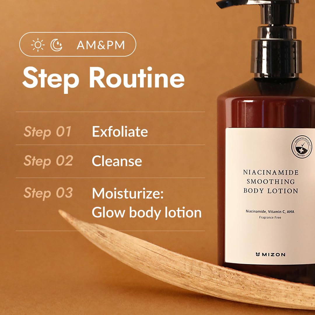 MIZON Niacinamide Smoothing Body Lotion with AHA, Vitamin C & Hyaluronic Acid