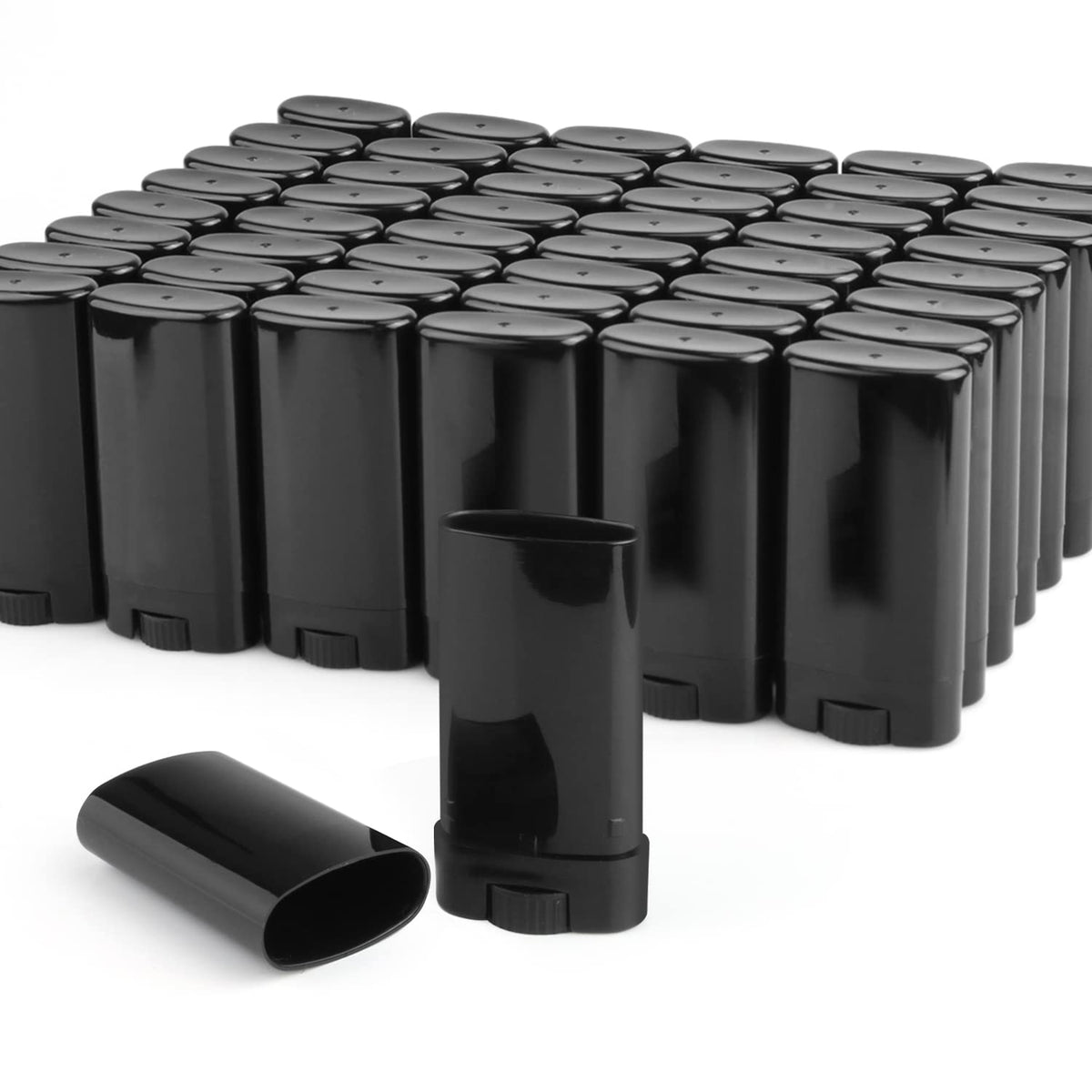 50 Pack 0.5 oz Black Oval Twist-Up Deodorant Containers