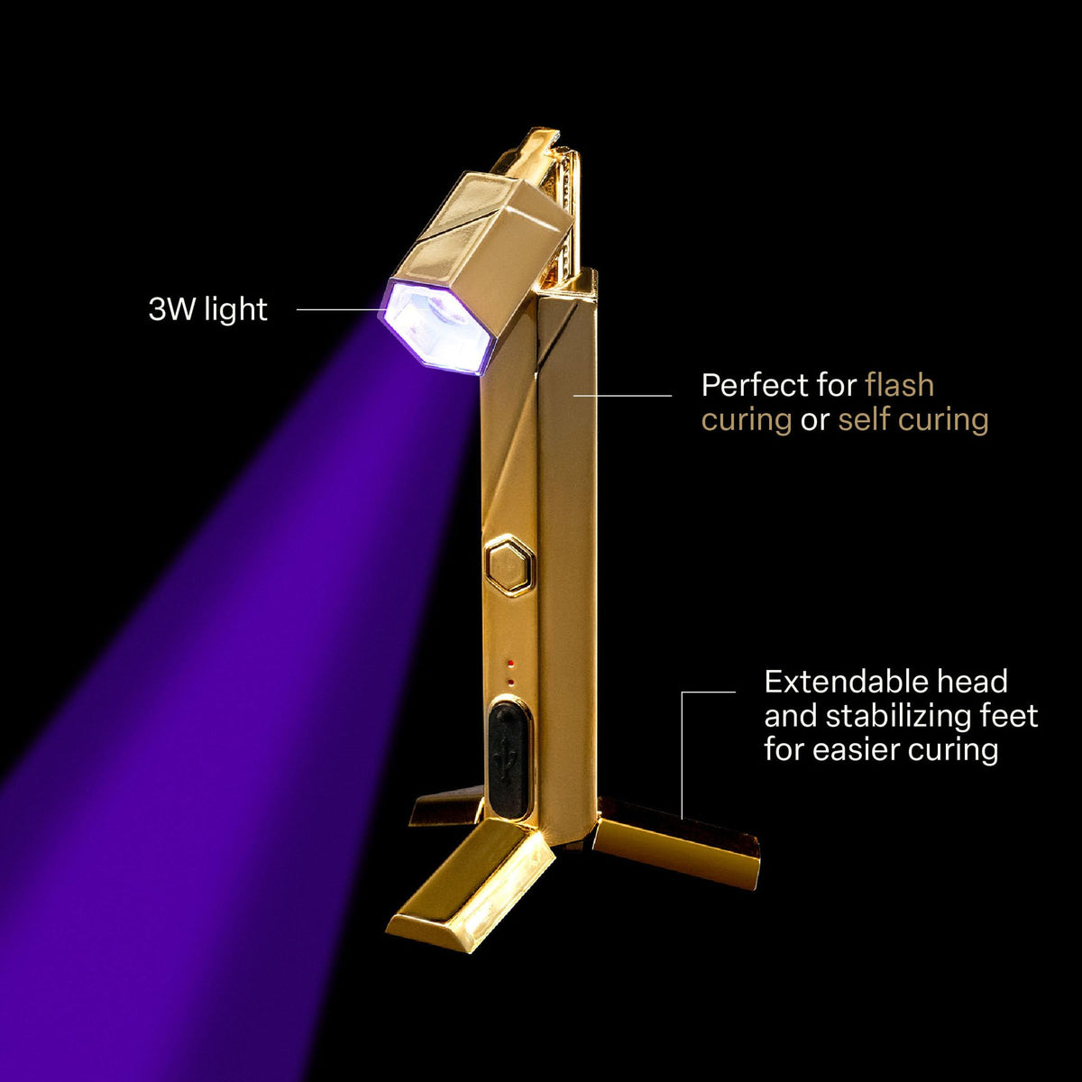 APRÉS Omni Light 3W UV LED Gel Nail Flash Curing Lamp, Gold