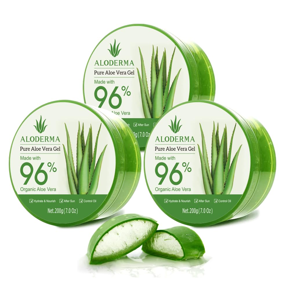 Aloderma 96% Pure Organic Aloe Vera Gel for Skin, Scalp & Hair
