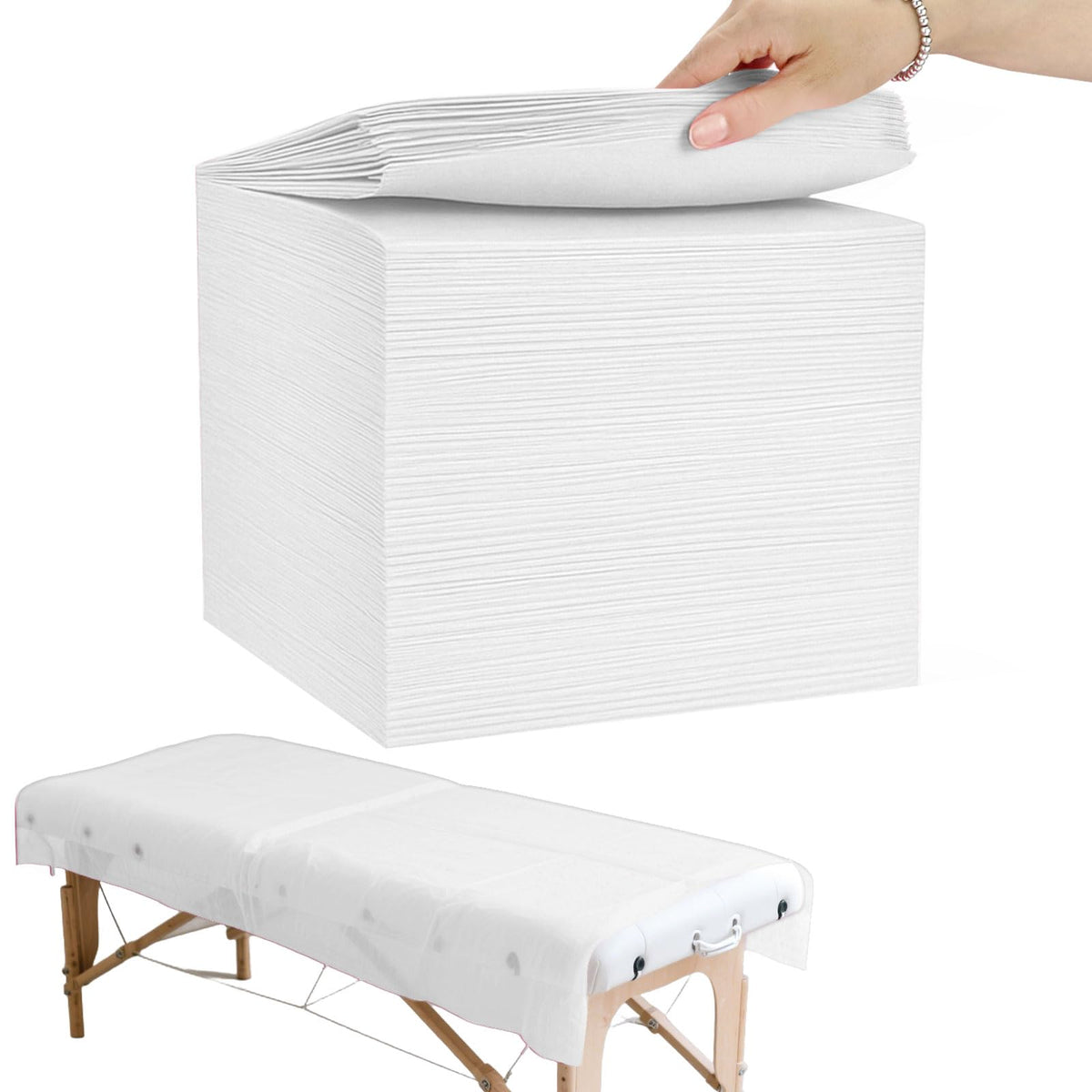 100 Pcs White Disposable Bed Sheets, 31 x 71 in Non-Woven Fabric