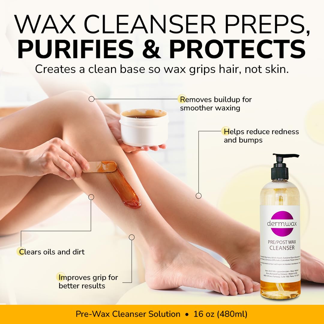Dermwax Pre & Post Wax Care Kit with Cleanser and Calendula Oil