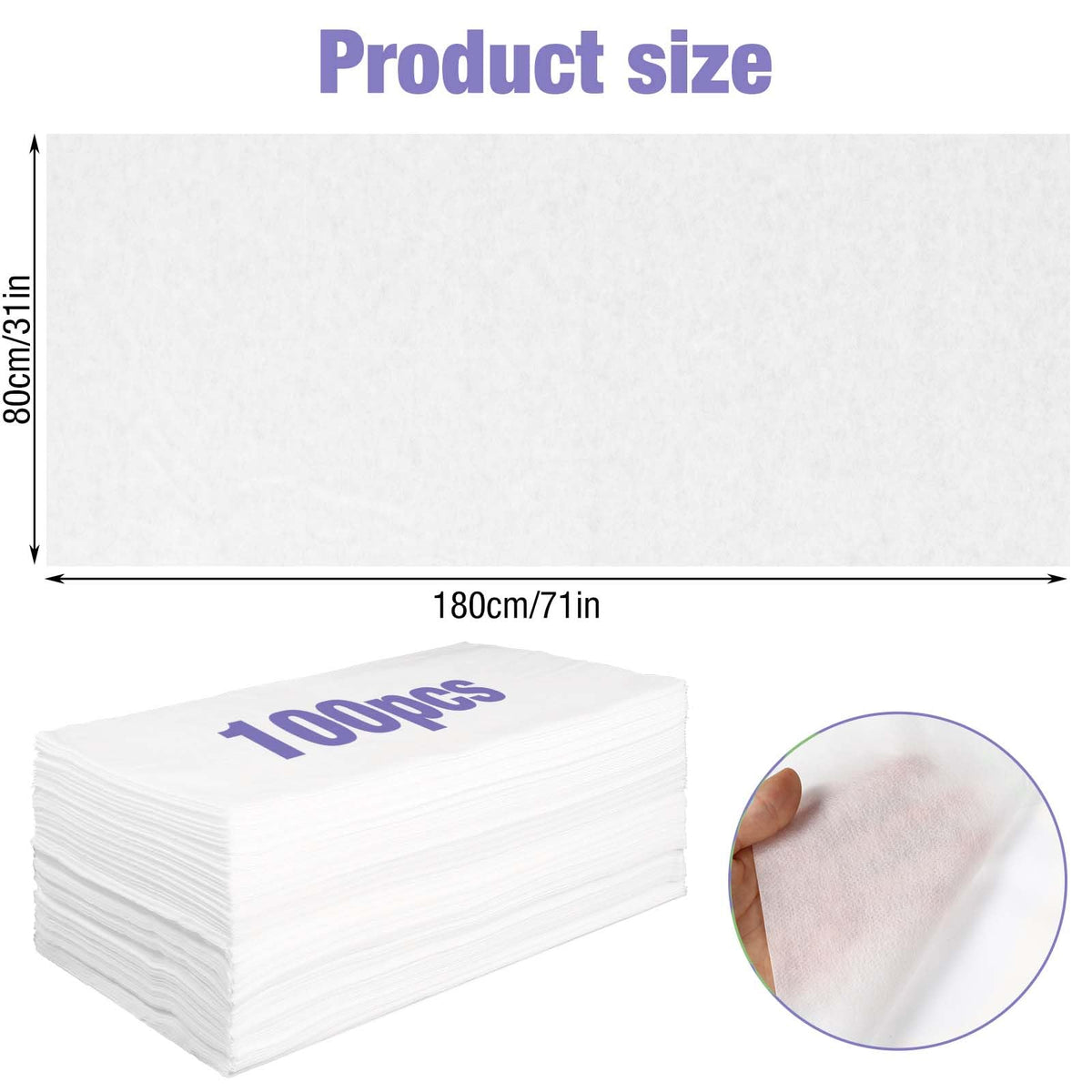 100 Pack Disposable Massage Bed Sheets, 31.5 x 71 Inch White Non-Woven Covers
