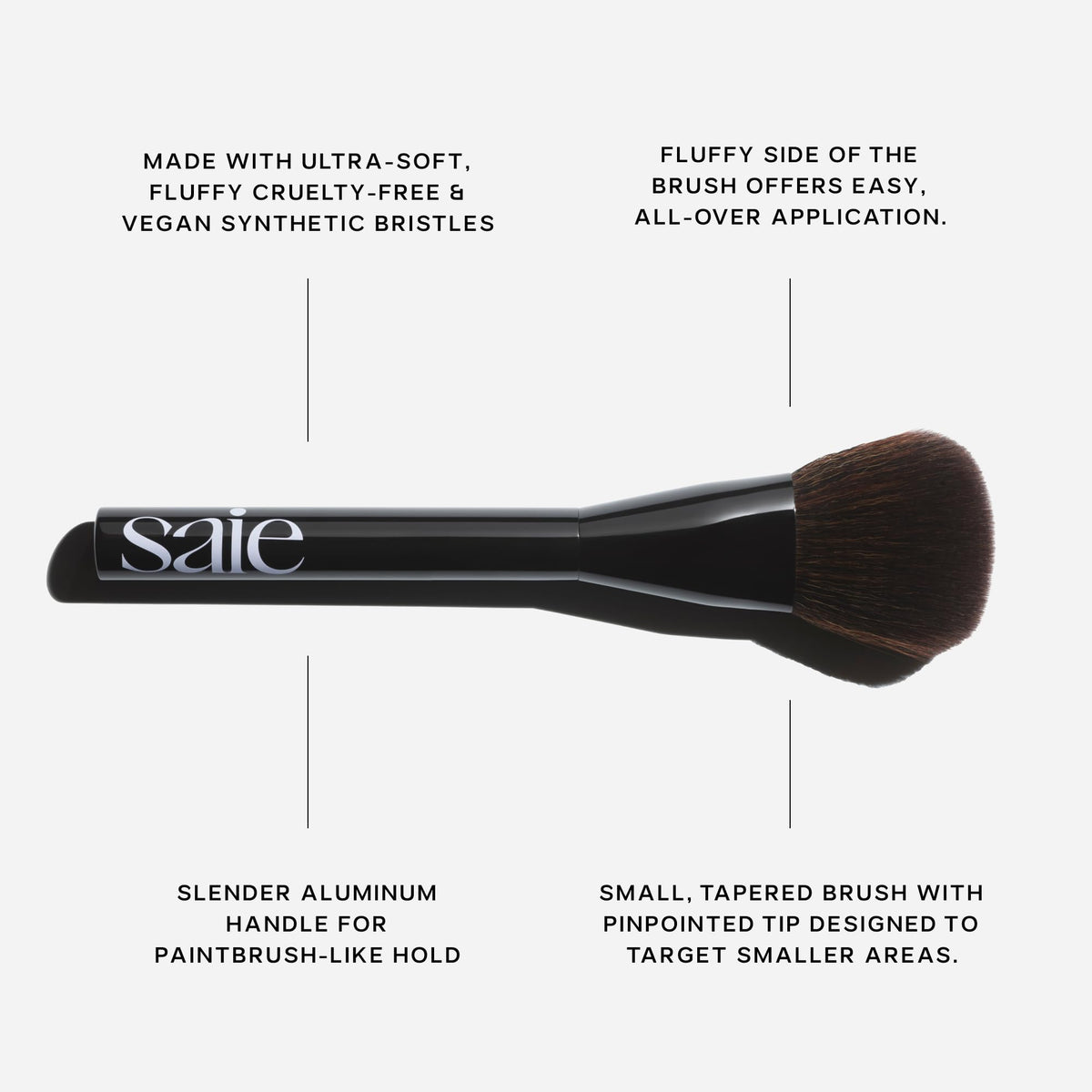 Saie Powder Blush Brush, Fluffy Vegan Makeup Brush for Cheeks