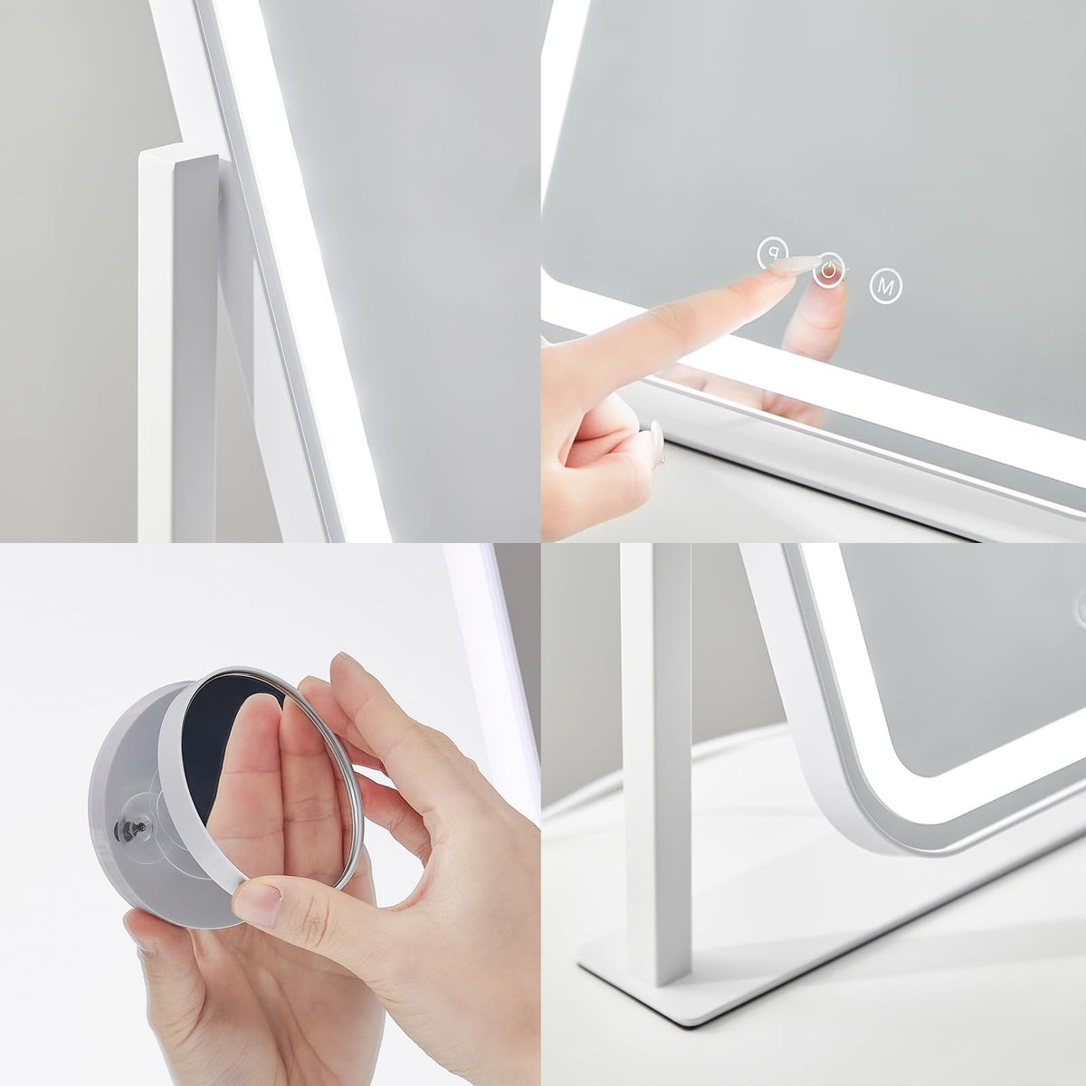 HIEEY Vanity Mirror with Lights, 5X Magnification, 360° Rotation