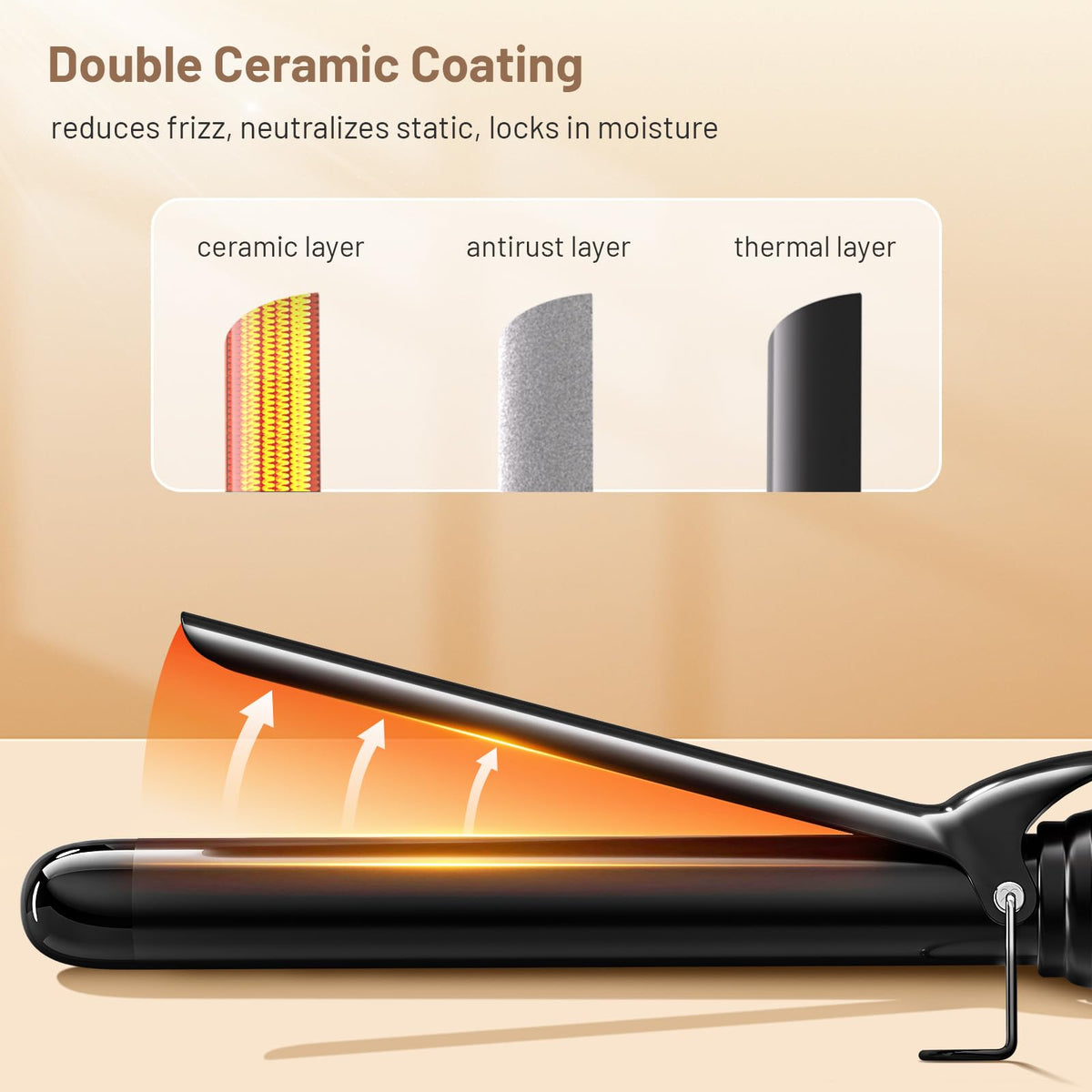 1-Inch Long Barrel Ceramic Curling Iron with 12 Heat Settings