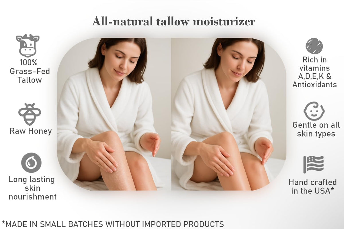 100% Grass-Fed Tallow & Honey Lotion with Olive Oil and Lavender, 16 oz
