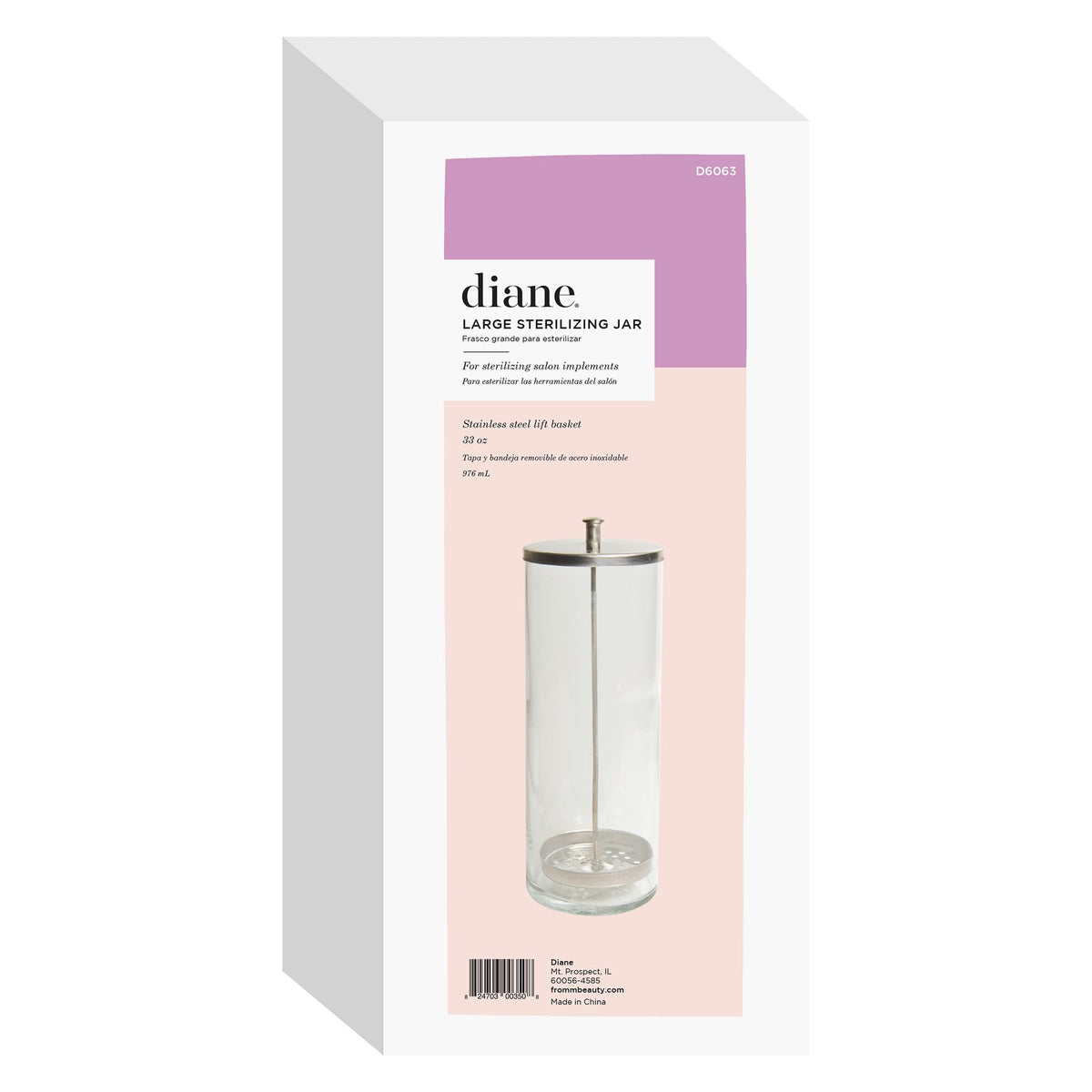 Diane Disinfectant Jar with Stainless Steel Lift Basket
