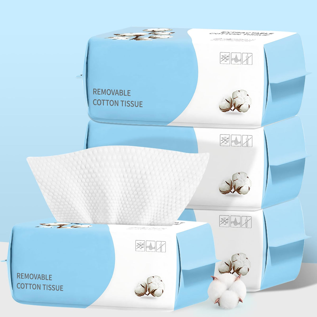 100-Count Disposable Cotton Face Towels, Soft Wet & Dry Facial Wipes
