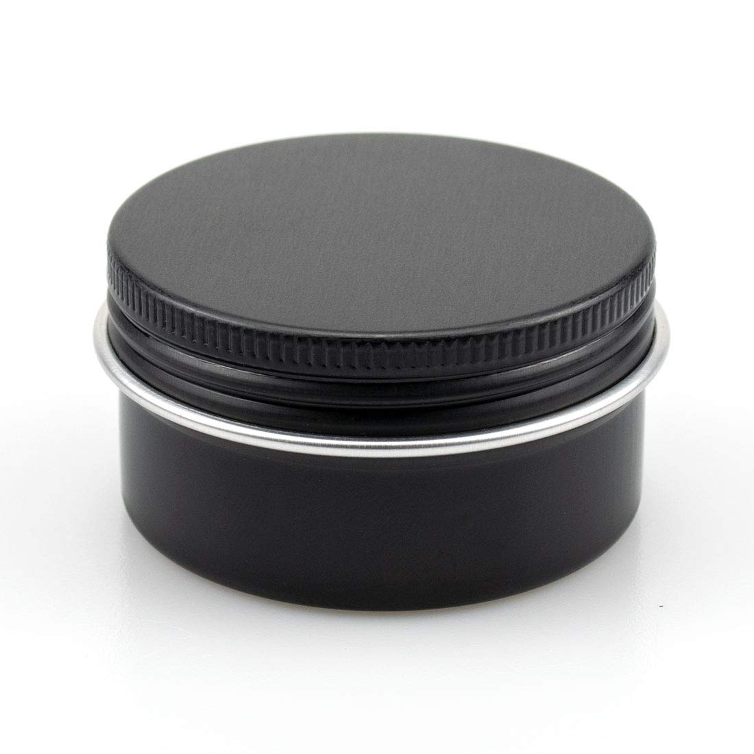 Foraineam 60 Pack 1 oz Black Aluminum Round Lip Balm Tins with Screw Lids