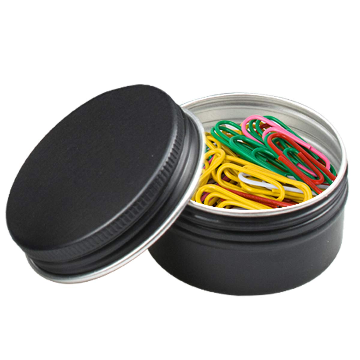 Foraineam 60 Pack 1 oz Black Aluminum Round Lip Balm Tins with Screw Lids