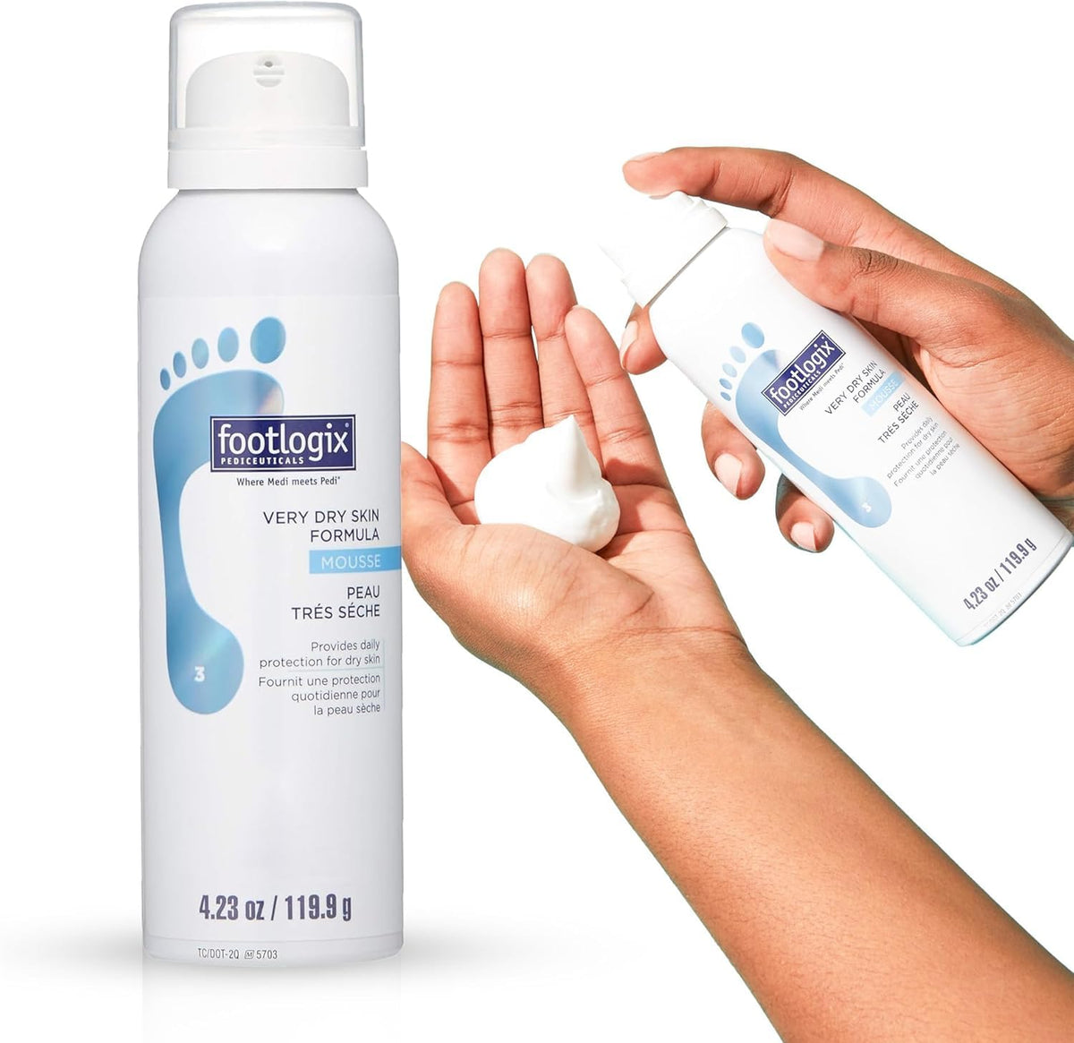 FOOTLOGIX Very Dry Skin Formula Foot Mousse with Urea, Co-Q10 & Aloe Vera, 4.23 fl oz