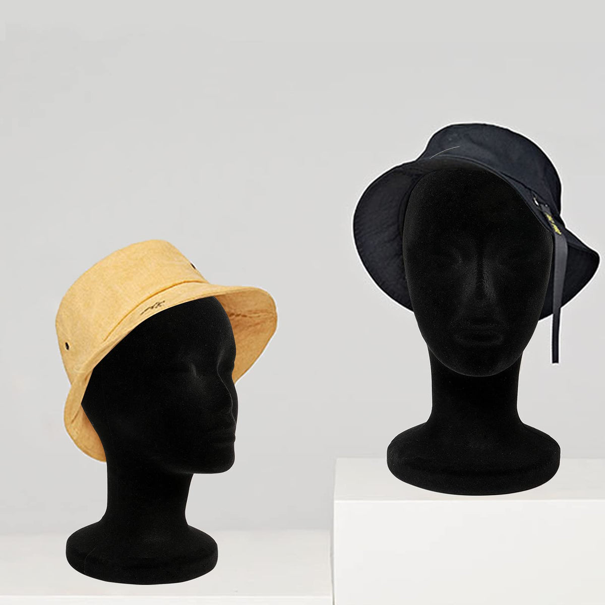 Foraineam 2-Pack Black Foam Mannequin Heads, 12-Inch Female Wig Display Stands