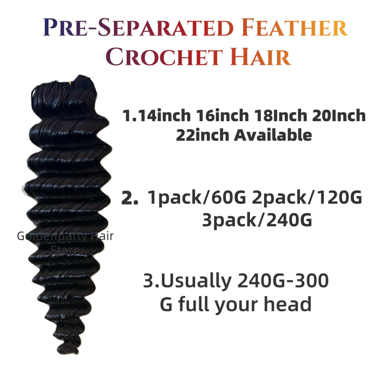 100% Human Hair Deep Wave Knotless Crochet Extensions
