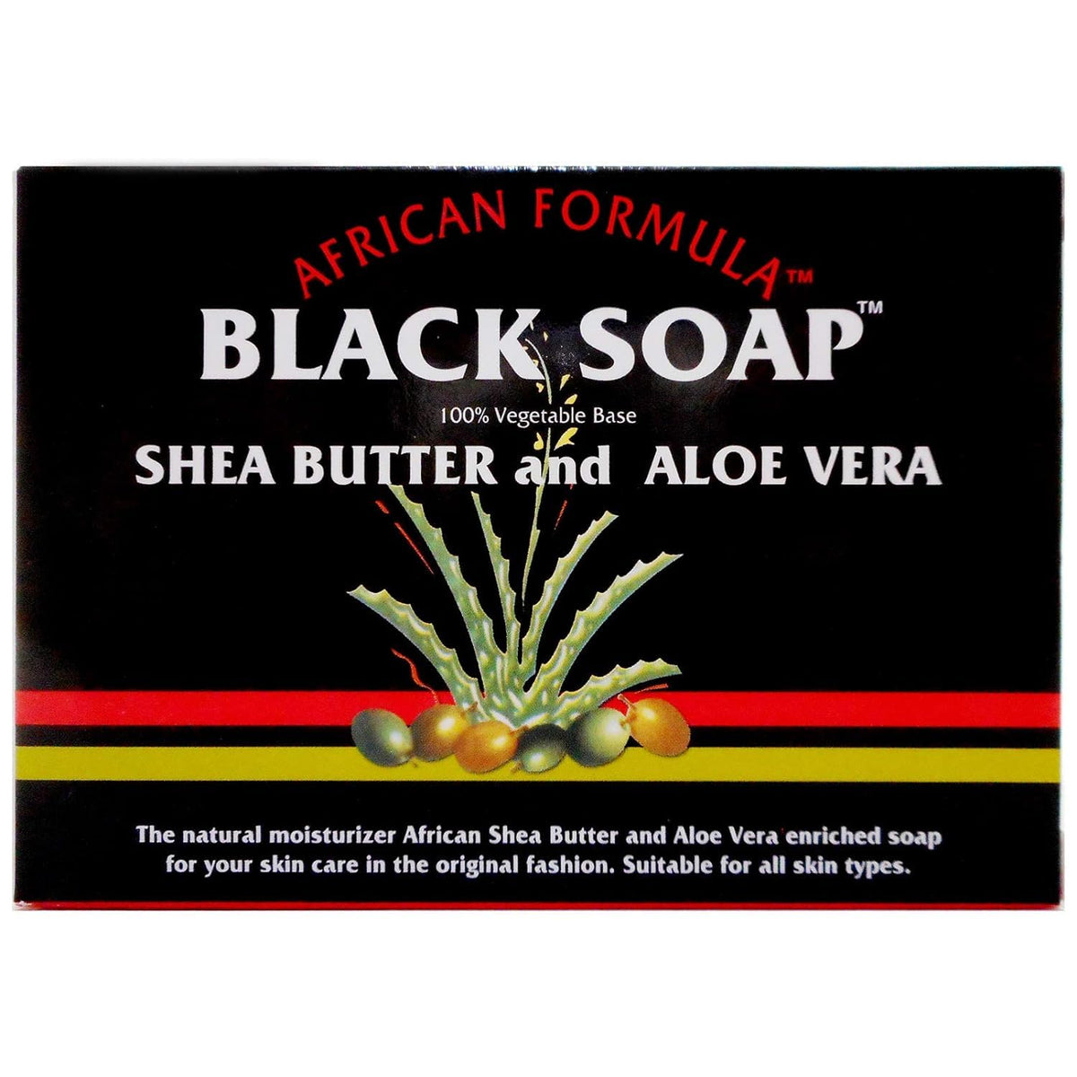 Madina African Black Soap with Shea Butter and Aloe Vera, 3.5 oz Pack of 12