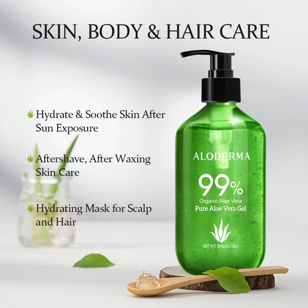 Aloderma 99% Organic Aloe Vera Gel Pump Bottle