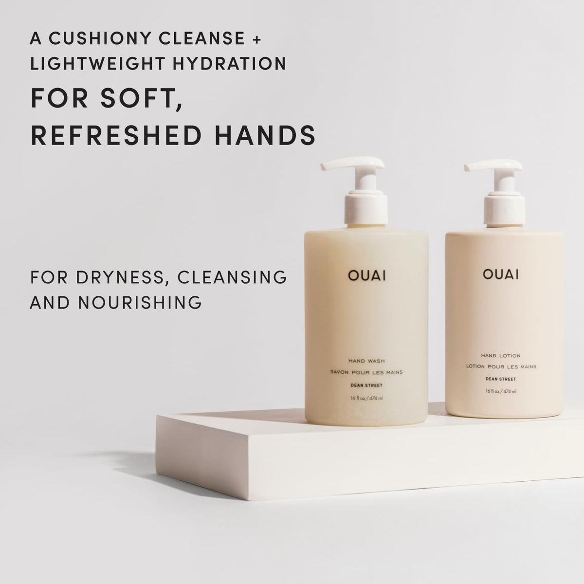 OUAI Hand Wash and Hand Lotion Set, Dean Street Scent, 16 fl oz Each