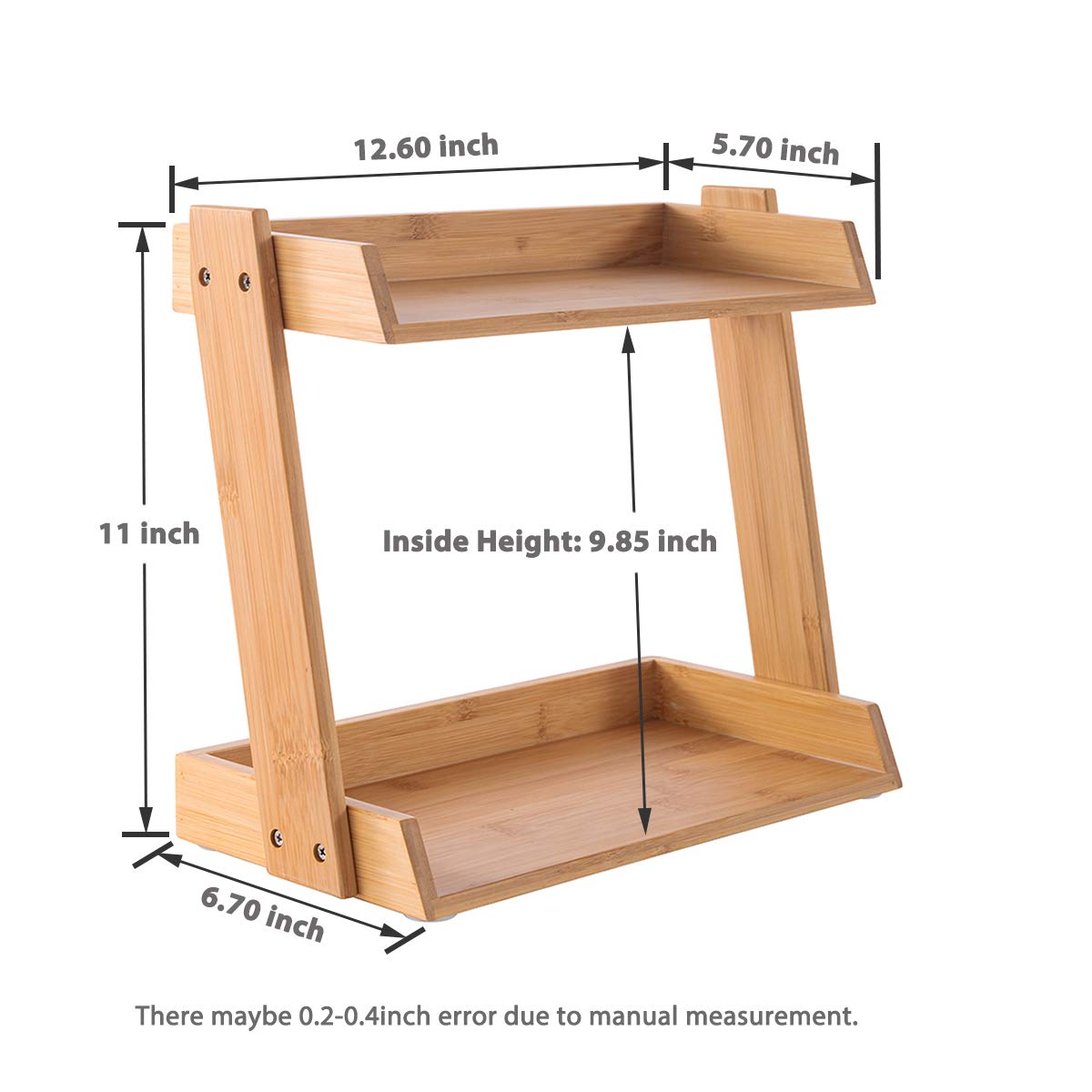 GOBAM Bamboo 2-Tier Makeup and Countertop Organizer, Natural