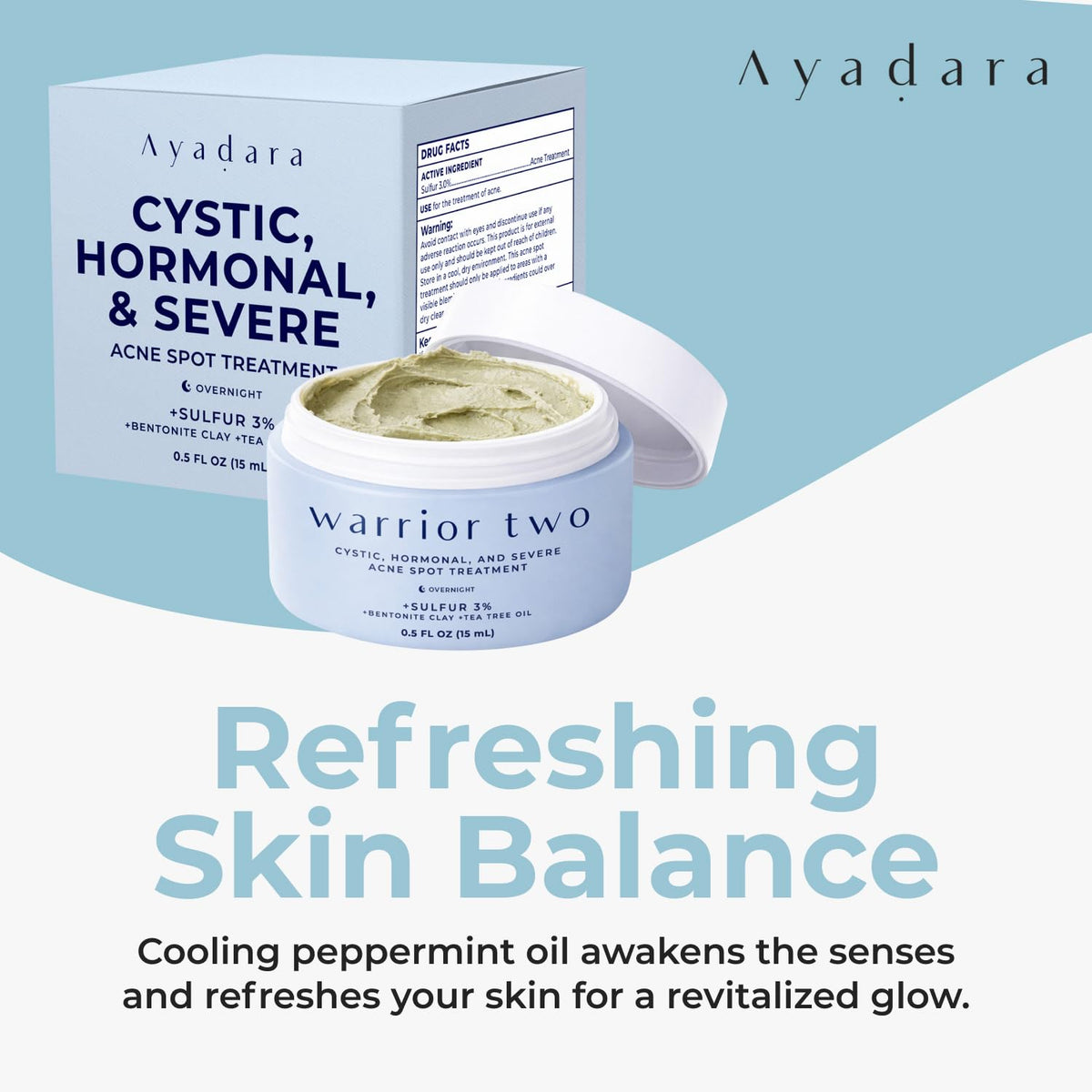 Warrior Two Cystic Acne Spot Cream with Sulfur for Face & Body