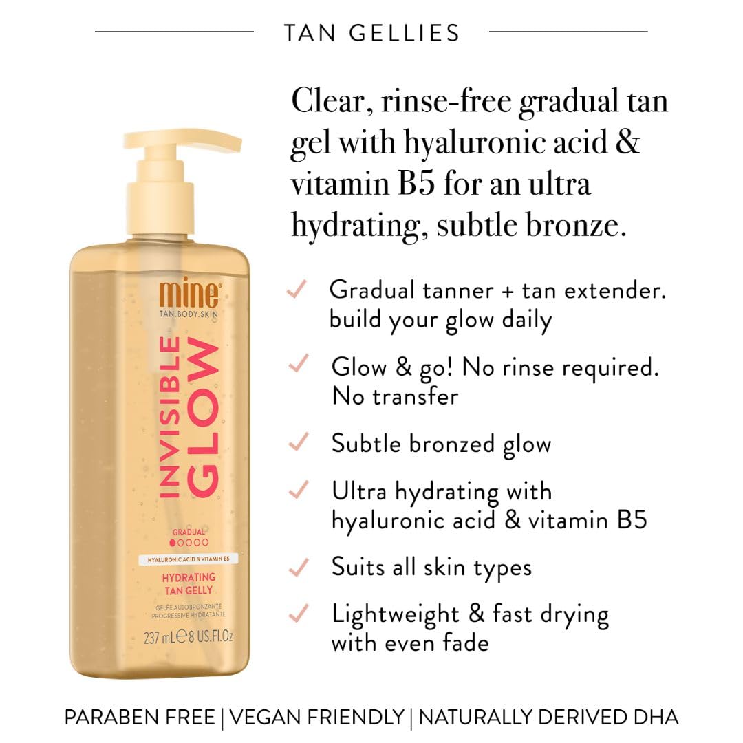 MineTan Clear Self Tanning Gel with Hyaluronic Acid & Vitamin B5, 8 Fl Oz