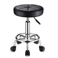 HMTOT Round Rolling Stool with Wheels, Adjustable Swivel Spa Chair, Black
