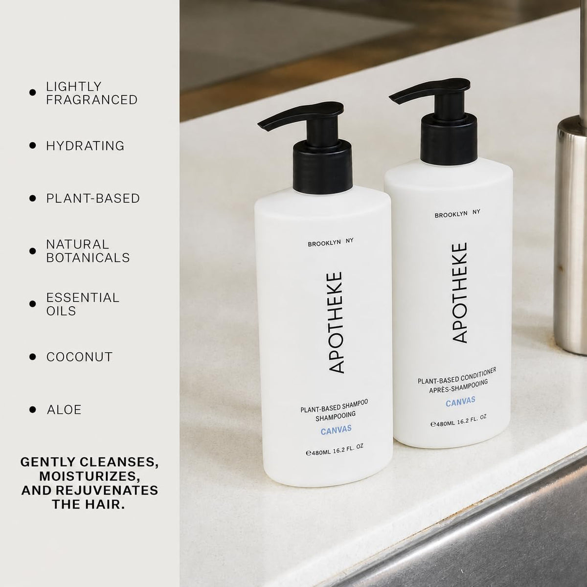 Apotheke Canvas Plant-Based Shampoo & Conditioner Set, 16.2 fl oz Each
