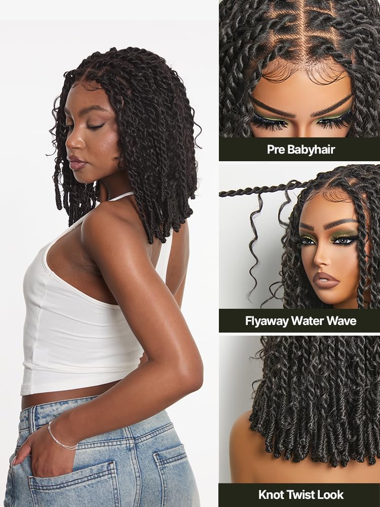 Frodio Veralux Fiber 13x5 HD Lace Front Boho Knot Twist Bob Wig