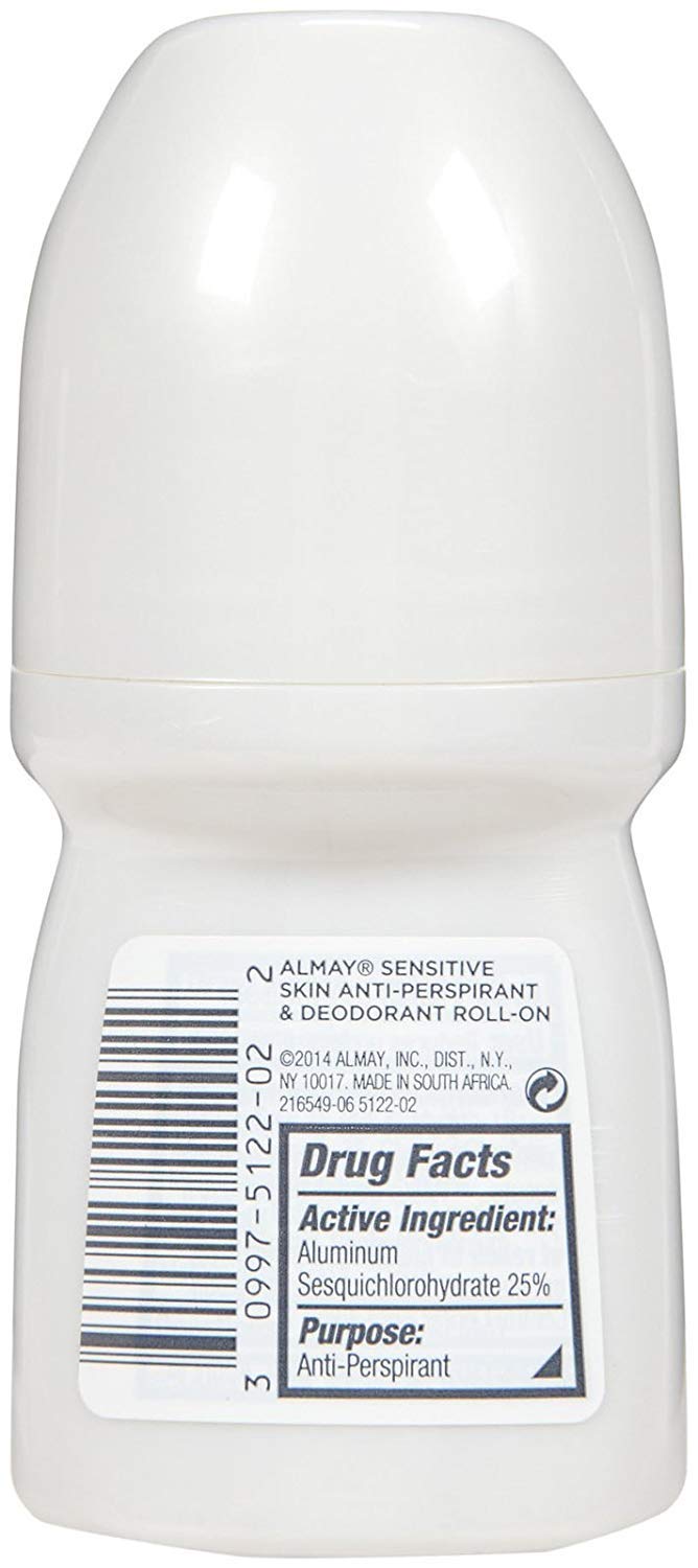 Almay Fragrance-Free Antiperspirant & Deodorant Roll-On, Sensitive Skin, 1.7 oz