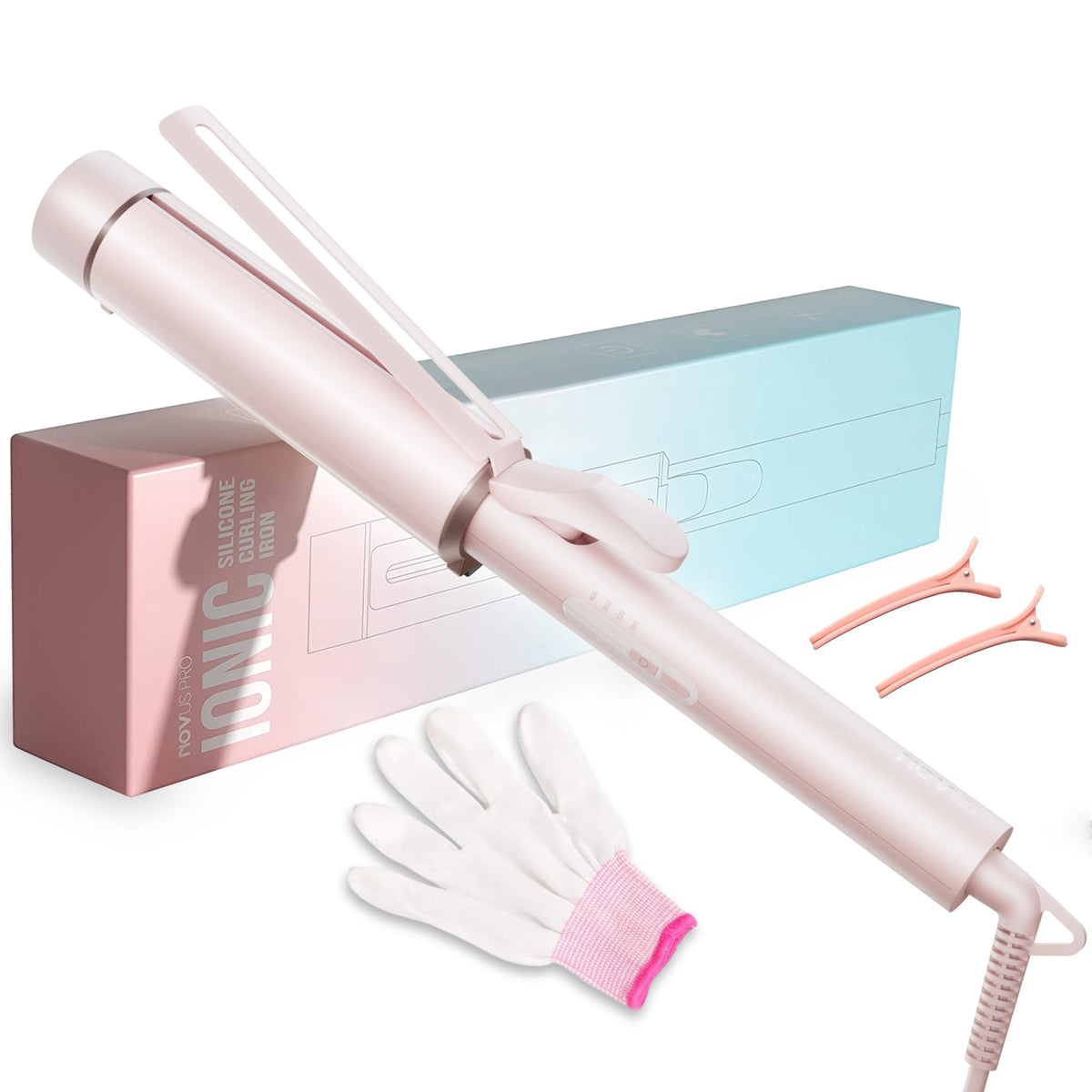 1.5 Inch Extra Long Ceramic Tourmaline Curling Wand with Temperature Control