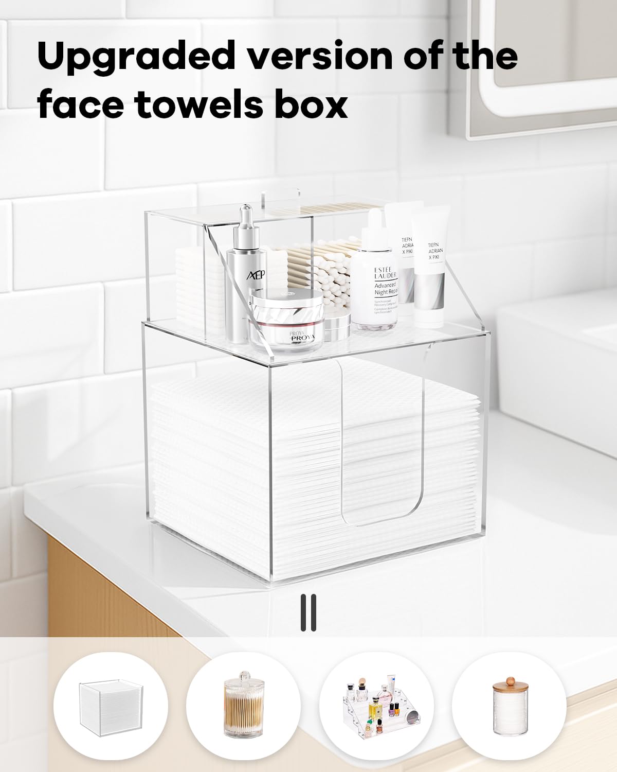 Acrylic Double-Layer Face Towel Holder and Bathroom Counter Organizer