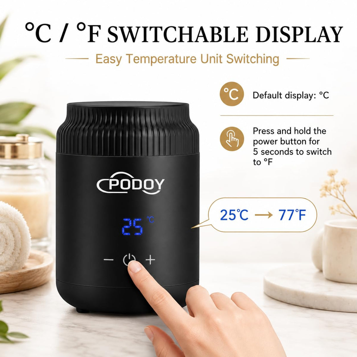 Podoy Mini Wax Warmer for Facial Hair Removal with Digital Display