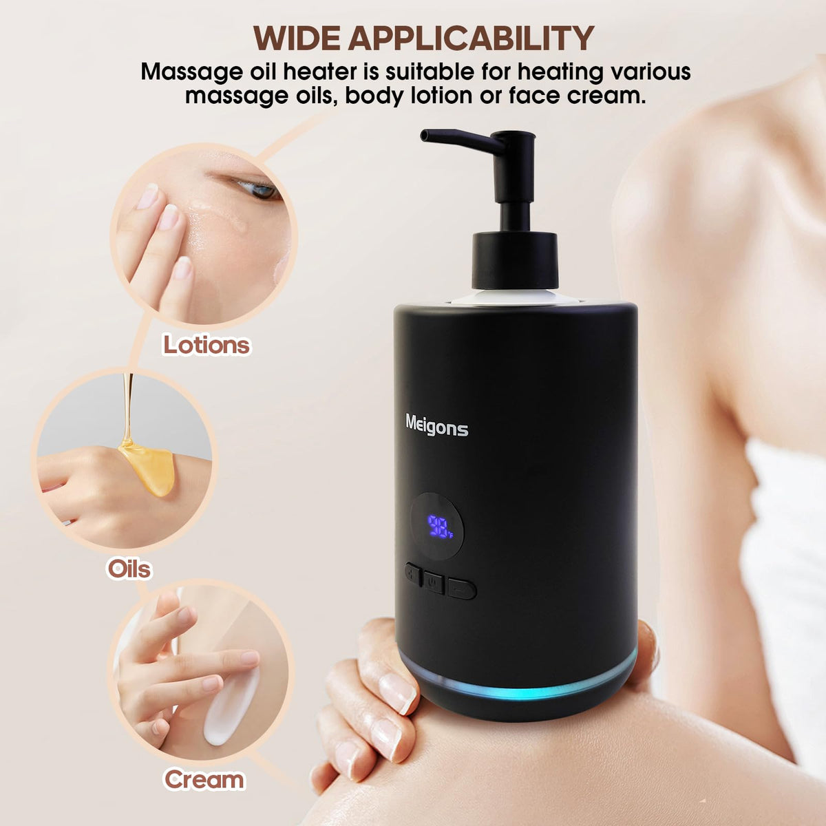 Meigons Massage Oil Warmer with Two Bottle Dispensers