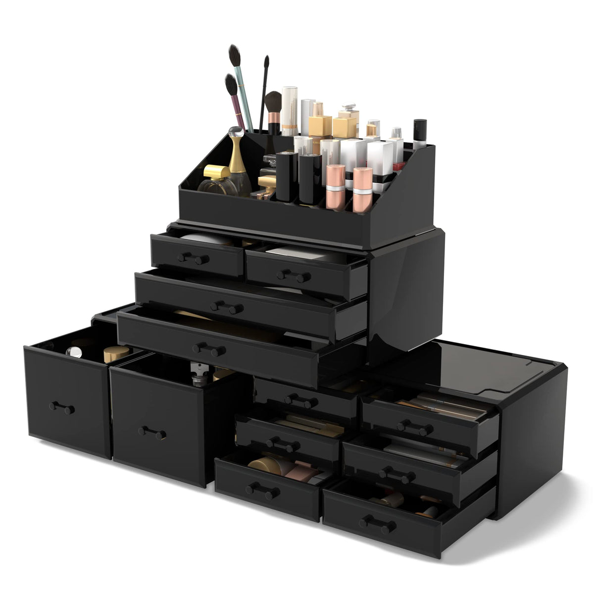 Readaeer Makeup Cosmetic Organizer with 12 Drawers and Top Compartments