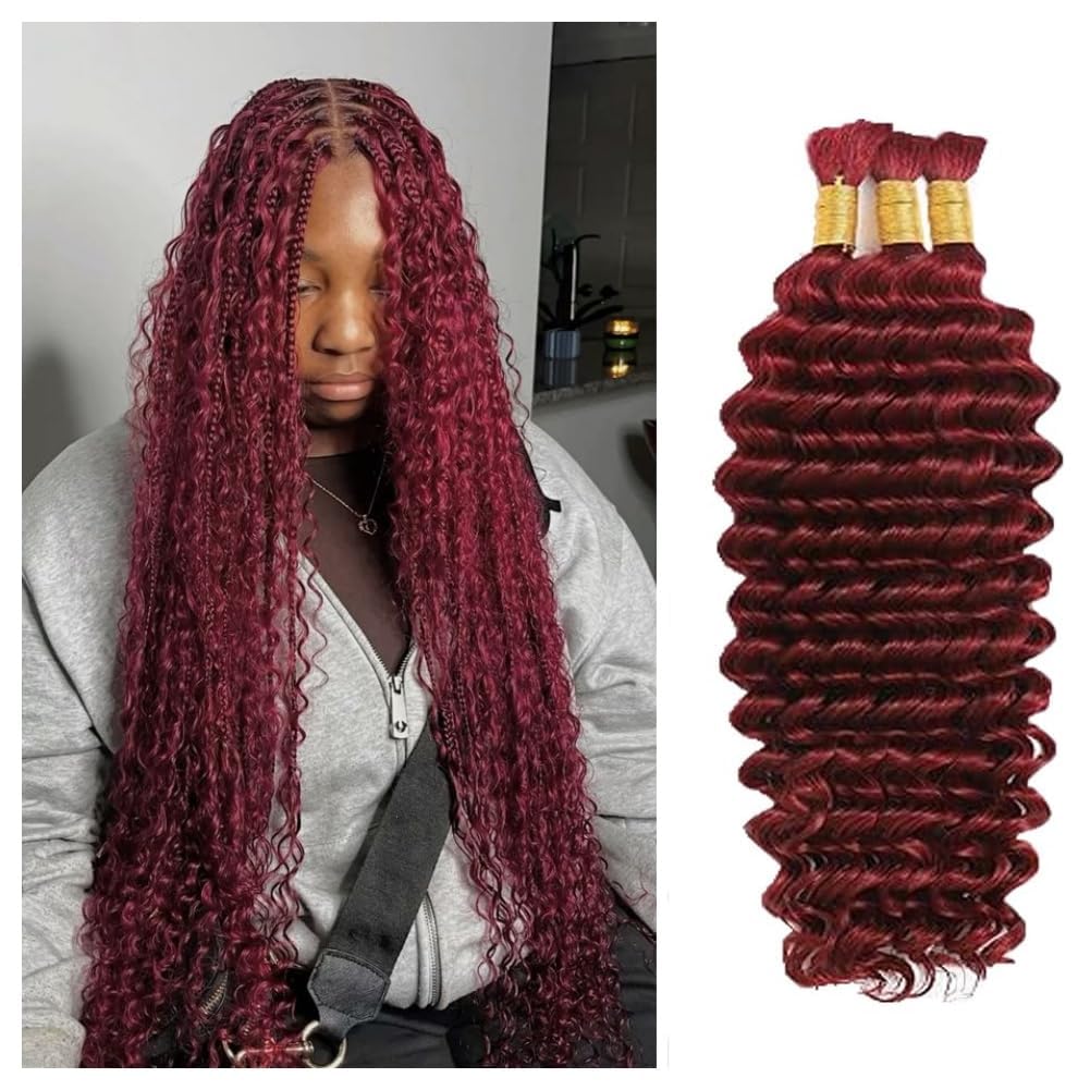 100% Human Hair Boho Braiding Extensions – Deep Wave Bulk Hair