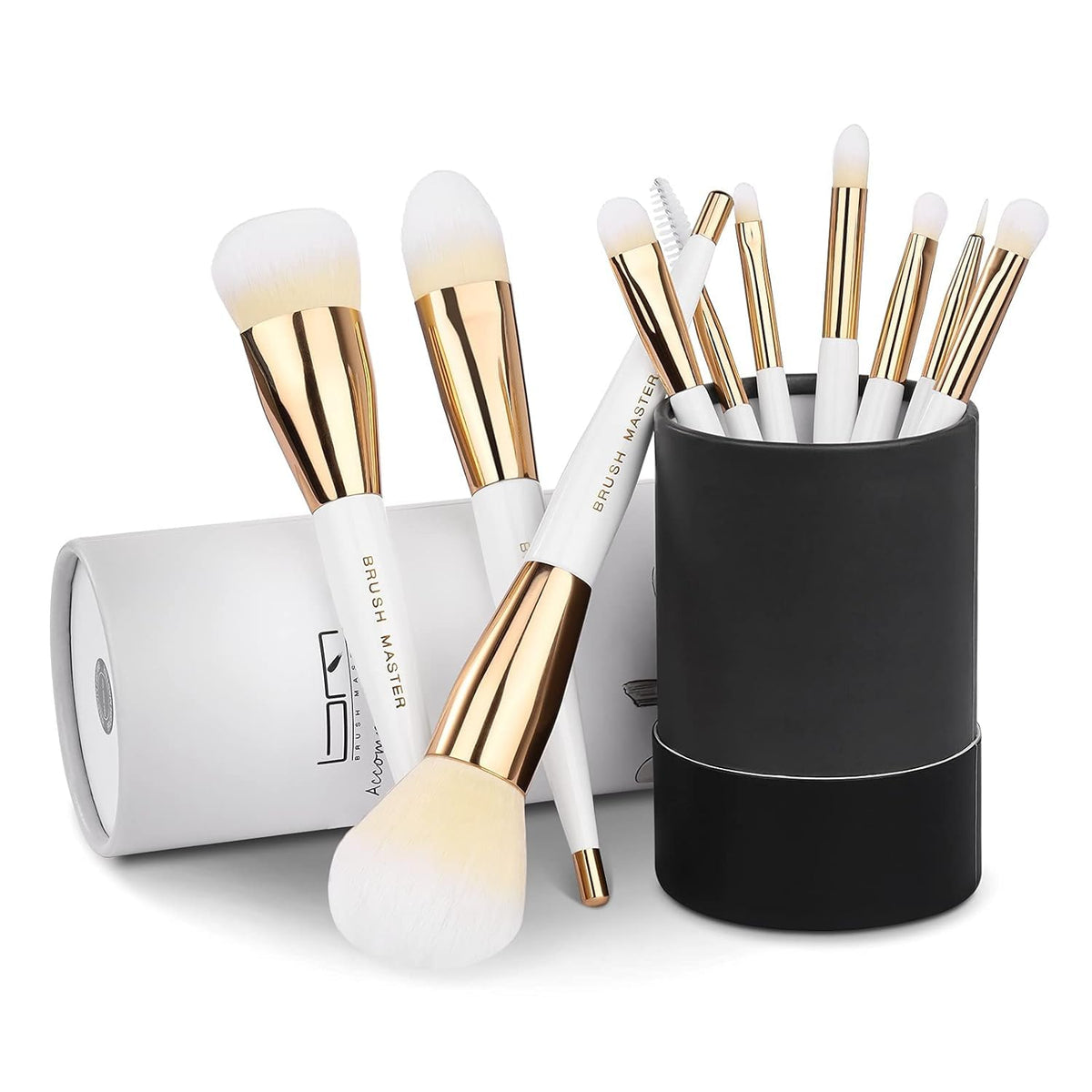 10-Piece Makeup Brush Set with Flat Foundation Brush