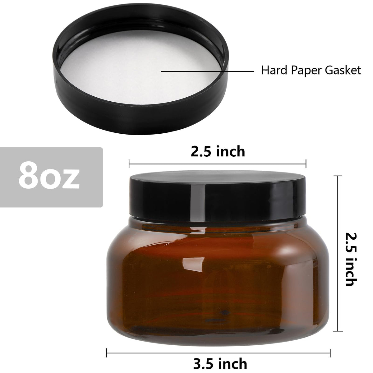 Yarlung 16 Pack 8 Oz Amber Plastic Jars with Lids, Refillable Body Butter Containers